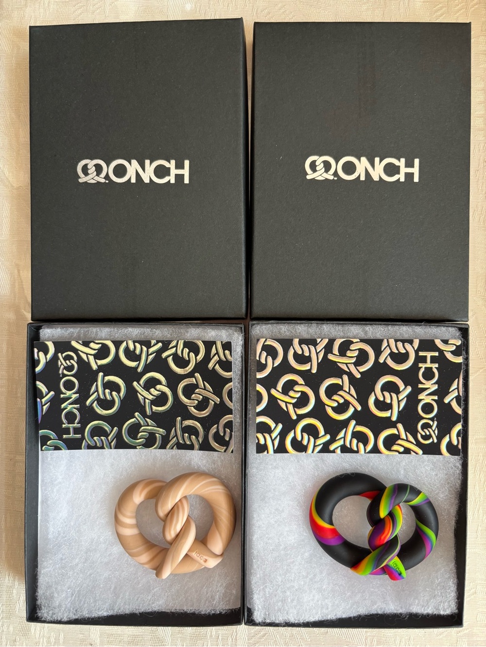 **ONE~ ONCH Pretzel, brand new in original box with card , collectible jewelry